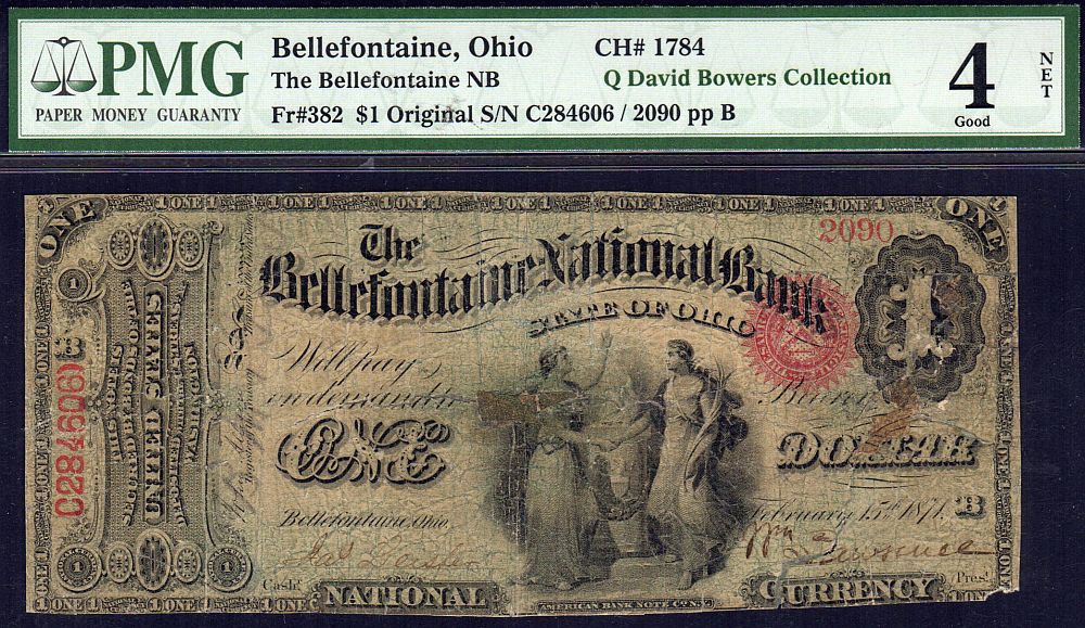 Bellefontaine, Ohio National Bank, Charter#1784, $1 Original, 2090, PMG-4n